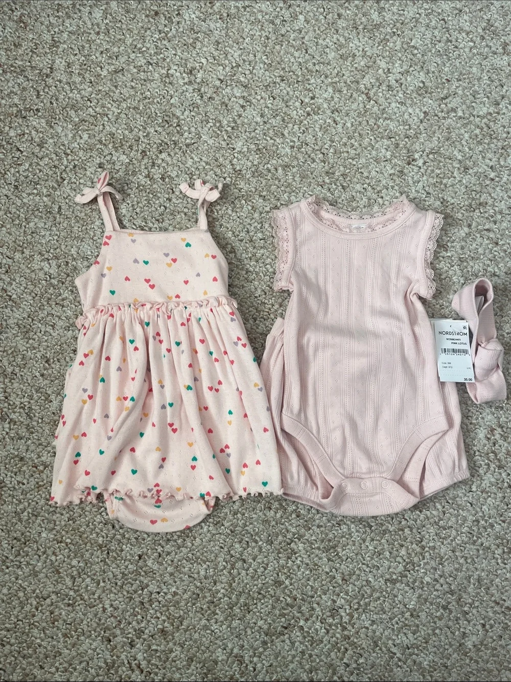 Nordstrom Baby Pink Lace-Trim 3-Piece Set & Tucker + Tate Hearts 2-Piece Set